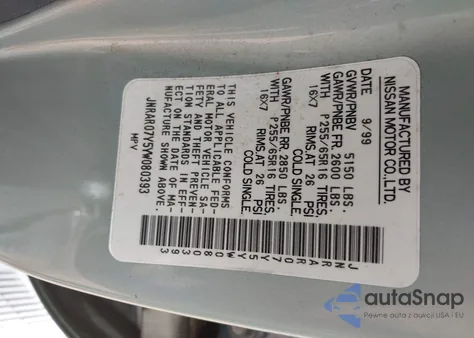 2000 Infiniti Qx4 из США, поврежденный, VIN JNRAR07Y5YW080393